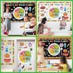 gisgfim My Plate Bulletin Board Decorations Fruit Vegetable Paper Cutouts Cafeteria Nutrition Bulletin Board Set for Back to School Classroom Office Home Wall Doors Decor Supplies
