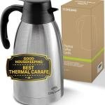 Cresimo Thermal Coffee Carafe 68oz / 2L - 12 Hours Hot Beverage Dispenser, Insulated Stainless Steel Carafe for Liquids, Coffee Carafes For Keeping Hot Water Dispenser for Parties - Large Tea Flask
