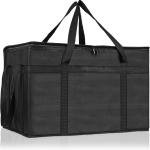 PEASUG Insulated Bags for Food Delivery, XXXL Pizza Delivery Bags, Large Capacity Cooler Bag Keep Food Warm for Grocery Shopping and Catering, Foldable, Heavy-Duty (Black)