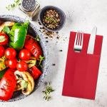 Red Napkins Hand Towels Disposable, Linen-Feel Dinner Napkins with Prefolded Built-in Flatware Pocket, Guest Paper Hand Towels For Wedding, Dinner Or Party (16x16in, 50Pack）
