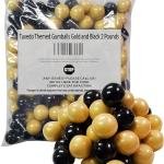 Naturejam Gruation Tuxedo Themed Gumballs Gold and Black 2 Pounds-Happy New Year Celebration or Gangster Royal Inspired Colors for Disco or Casino Parties
