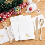 100PCS Christmas Gold Napkins Disposable - Heavy Duty Christmas Tree Napkin - Yule Paper Hand Towels - Xmas Gold Napkin for Kitchen Bathroom Noel Parties Dinners and Events