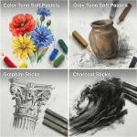 COLOUR BLOCK 91-Piece Sketching & Drawing Art Set with Colored, Metallic, Charcoal, Pastel Pencils, Soft Pastels, Charcoal & Graphite Sticks, Sketchbook, Tools — Travel-Friendly Case for Teens, ults