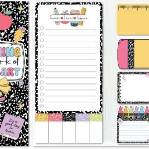 Teacher Sticky Notes Set - Teaching is A Work of Heart Set Blackboard Self-Stick Note Ps - Teacher Appreciation Gift Writing Memo Ps Classroom School Office Supplies (Corlorful)
