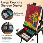 CONDA 70” Art Set with French Easel of Aluminum Legs, Folding Sketch Painting Easel with Drawer, Tripod Easel Stand for Painting, Sketching, Display
