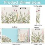 3 Ring Binder 2 Inch, Cute Round Ring Binders with 6 Tab Dividers, Labels Stickers, Low Profile Clipboard with Storage, Fashion Binder School Office Supplies(Garden Flowers)