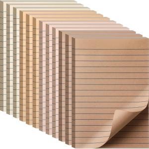 12 Ps Brown Boho Sticky Notes 4x6 with Line, Lined Self Stick Notes Ps Boho Office Supplies, Vintage Aesthetic School Accessories 50 Sheets/p