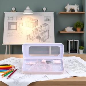 7Pcs Pink Compass Protractor Set with Portable Box Geometry Drafting Tools Set Multi-Purpose Math Drawing Rulers for Boy Girl Drafting Tools and Drafting Kits