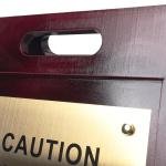 Premium Wooden Caution Wet Floor Sign – Bilingual w/Non-Skid Plastic Feet – For Hotels, Schools, Offices, Areas, Restrooms, Pool Decks & Shops - Brass Plate - (2 Pack)