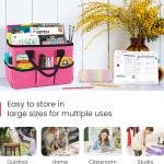 Godery Desktop Tote and Organizer, Teacher Helper cdy Bag for Arts, Books, Stationery, Office Desk Organization, Make-up Storage with Handles for Travel (PINK)