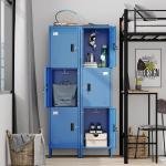 Metal Locker with Hooks and Ventilation Holes,Metal Storage Locker with Keys and Business Card Slot for Home,Gym,Garage,School,Office,66" H×15.75" W× 15.75" D,Assembly Required,Blue
