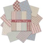 Scrapbook Paper,16 Sheets 4.1x5.8 Inch Vintage Stripe Style Scrapbook Supplies,Single-Sided Vivid Origami Decoupage Paper for DIY Crafts, Card Making, Art Journaling