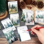 Konsait Christmas Tree Noteps, Watercolor Pine Tree Mini Spiral Notebooks Xmas Note Ps Message Reminder for Christmas Office Supplies Christmas School Party Favors (8 Pieces)
