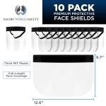 Salon World Safety Black Face Shields (Pack of 10) - Ultra Clear Protective Full Face Shields to Protect Eyes, Nose and Mouth - Anti-Fog PET Plastic, Elastic Heband - Sanitary Droplet Splash Guard