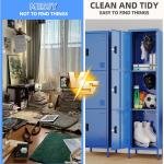 Metal Locker with Hooks and Ventilation Holes,Metal Storage Locker with Keys and Business Card Slot for Home,Gym,Garage,School,Office,66" H×15.75" W× 15.75" D,Assembly Required,Blue