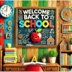 Welcome Back to School Banner Back to School Backdrop 71x43 inch Welcome Back Learning Tools Pattern Wall Decorations Supplies for School Classroom Home Party Backdrop Banner