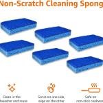 Basics Non-Scratch Scrub Sponges, Safe on Non-stick Cookware, Blue, 6 Count
