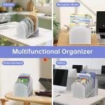 ReePlan Desk File Organizer, Vertical File Folder Organizer with 5-Section, Document & Record Holder and Storage for Home Office School, White