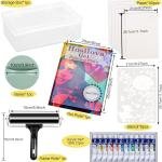 Reusable Gel Printing Plate Kit- 8" X 10" Gel Plate with Acrylic Paint, Printing Paper, Stencil, Storage Box, Rubber Roller, Baren, Easy Clean Plate,DIY Printmaking for Art Card Making, Scrapbooking