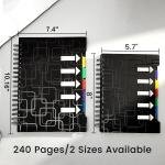CAGIE 5 Subject Notebook for Work 240 Pages Spiral Notebooks College Ruled with Dividers Tabs A5 Small Note Book for School Office Supplies Note Taking, 5x7, Black