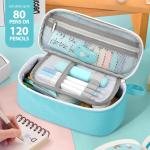 Jcocylse Large Capacity Pencil Case Portable Pencil Pouch Bag School Supplies for College Students Girls Boys ults (Green)