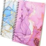 8pcs Spiral Notebook School Supplies Hardcover A5 7mm College Ruled 8.3 Inch x 5.9 Inch 80 Sheets -160 Pages Marble printed Journals for Work Students Study and Notes (8pcs)
