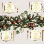 Whaline 80Pcs Christmas Paper Napkins 6.5 In Gold Foil Disposable Napkins Christmas Tree Dinner Napkins Xmas Luncheon Napkins for Winter Holiday Party Supplies