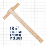 U.S. Art Supply Large 20-1/2" x 16" Wooden Drawing Board, justable Table Top Easel for Painting and Drawing - Drafting Board with 5 Angles, T-Square, Pencil Ledge, Locking Storage Drawer