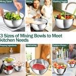 Mixing Bowls with Airtight Lids, Stainless Steel Mixing Bowl Set with 3 Metal Nesting Bowls, Colander & Grater, Non-Slip Bottoms, Size 1.5, 2.5, 5 QT, Great for Mixing & Serving, Black