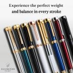 Ellington Pens Luxury Fountain Pen Set - Smooth Medium Nib - Includes 3 Ink Cartridges, Refillable Ink Converter, Gift Box - Fountain Pens For Writing, Calligraphy, Journaling, Sketching (Ivory Suede)