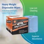Berk Wiper MIGHTYWIPE - vanced Heavy Weight Disposable Wipes (475 Heavy Duty Wipers) Latex-Free and Low-Lint for Effective Wiping - Blue Fold Jumbo Roll Paper towel (12 x 12), 1 Perforated Roll