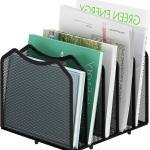 Simple Trending Mesh Desktop File Sorter Organizer, 5-Section Bookshelf for Desk Home Office, Black
