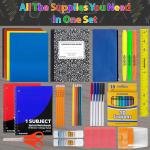 Trail maker 45 Piece School Supply Kit Gres K-12 - School Essentials Includes Folders Notebooks Pencils Pens and Much More!