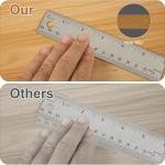 1pcs Cork Backed Wooden Metal Ruler, 5.91x1.26x0.04in Stainless Steel Metal Straight Edge Ruler with Cork Backing for School Architecture Home Measuring Supplies(Silver, Brown)