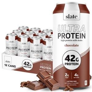 Slate Milk - Ultra Protein Shake - Chocolate - 42g Protein, 2g Sugar, 200 Calories, 4g Net Carbs - Lactose Free, No ded Sugar - Me with Ultra Filtered Milk - Breakfast Boost, Post Workout - 15 fl