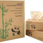 Bamboo Facial Tissues，soft nature bamboo facial tissue,100% virgin bamboo,Bulk carton of 8 boxes (100 Tissues per boxes,800 Tissues Total) | kraft paper Box, 3 Ply tissues