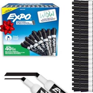 EXPO Dry Erase Markers, Low Odor Ink, Black, Chisel Tip, 40 Count - Whiteboard, Calendar, Organization, Essential Supplies for Office, School, Classroom, Teachers