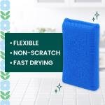 Scotch-Brite Blooms Dobie Scrubbing P, Non-Scratch Kitchen Sponge for Cleaning Dishes, Appliances, and Bathrooms, Raindrop Blue Dish Sponge that Dries Fast, 2 Pack