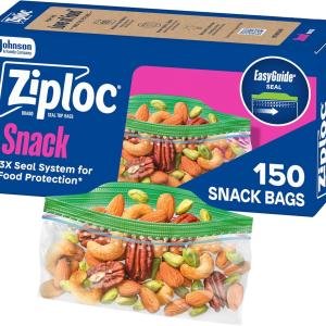 Ziploc Snack Bags with EasyGuide Texture, Small Plastic Storage Bags with Grip 'N Seal Technology, 150 Bags Total (Packaging May Vary)