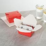 Restaurantware Bio Tek 30 Ounce Take Out Boxes 200 To Go Lunch Boxes - Tab-Lock Closure Heat-Tolerant Red Paper Disposable Lunch Boxes Greaseproof For Hot And Cold Foods