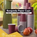 Party Solids Burgundy Paper Cups 9 oz Durable Disposable Cups 100 Paper Tumblers for Hot Drinks and Cold Drinks Thick 280 GSM Hot Cup for Tea & Coffee Cup To Go Fun Colors for Parties & Events