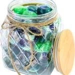 Skywin TidyFriend Glass Laundry Pods Container, Laundry Containers with Lid, Laundry Room Organization Jars, Dishwasher Pods Container, Laundry Jars (Clear) (Jar with Ropes and Wooden Lid)