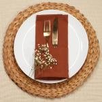 PurpleEssences Rust Set of 12 Cloth Dinner Napkins 100% Cotton 18x18 Inch - Soft Durable Washable - Ideal for Farmhouse Party Fall Thanksgiving - Perfect Everyday Use Table Linen - Rust