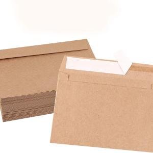 100 Pack A7 Brown Kraft Paper Invitation 5 x 7 Envelopes, Square Peel & Stick Flap, Perfect for Weddings, Invitations, Baby Shower, Stationery for General, Office, 5.25 x 7.25 Inches