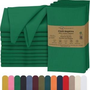 Ruvanti Cloth Napkins Set of 12, 18x18 Inches, 100% Cotton, Washable, Soft & Absorbent, Perfect for Wedding, Christmas, Thanksgiving Dinners