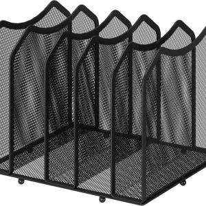 Simple Trending Mesh Desktop File Sorter Organizer, 5-Section Bookshelf for Desk Home Office, Black
