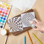 36 Pieces Geometric Stencils Painting Templates Mandala Art Drawing Stencil Templates for Scrapbooking Cookie Tile Furniture Wall Floor Decor Drawing Tracing DIY Art Supplies (7.87 x 7.87 Inches)