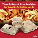 Durable, Leak-Proof Take-out Food Box, 25 Pack. Large, 9 x 9 Sturdy Plant-Based, Gluten-Free Compostable Wheatstraw Fiber Clamshell Hinged Container, Microwavable and Great for Restaurant Carryout