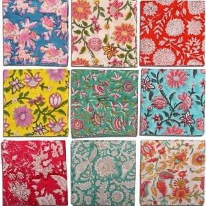 DIYANAIMPEX 10 Pc Cotton Cloth Napkins Hand Block Print Hand Me Size 16x16 Inch Printed Home Decor Indian Eco Friendly Mix Lot Dinner Napkins (Multicoloured)