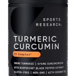 Sports Research® Turmeric Curcumin C3 Complex® w/BioPerine Black Pepper Extract & Organic Coconut Oil - Standardized 95% Curcuminoids · Non-GMO · Gluten Free - 120 Count Softgels